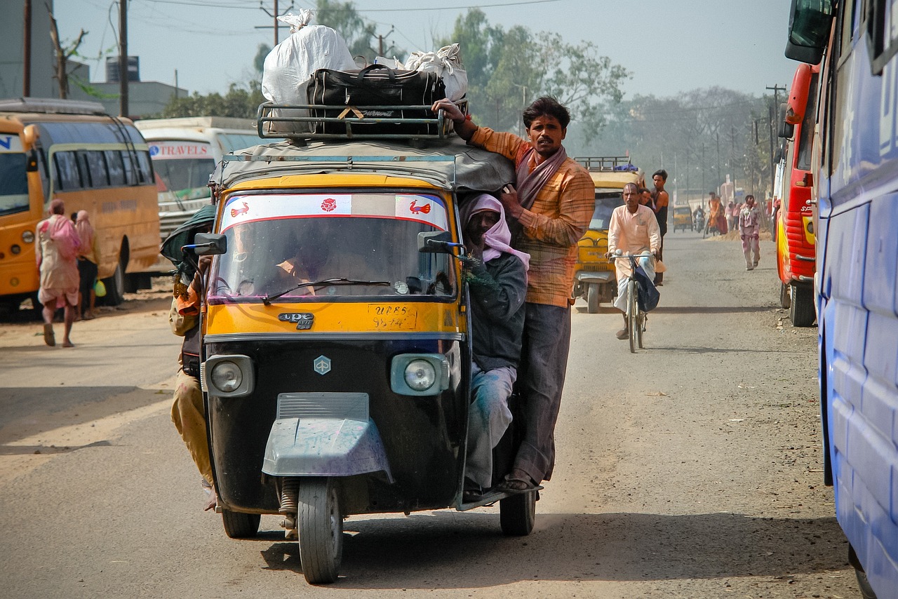 Rickshaw with driver and passenger